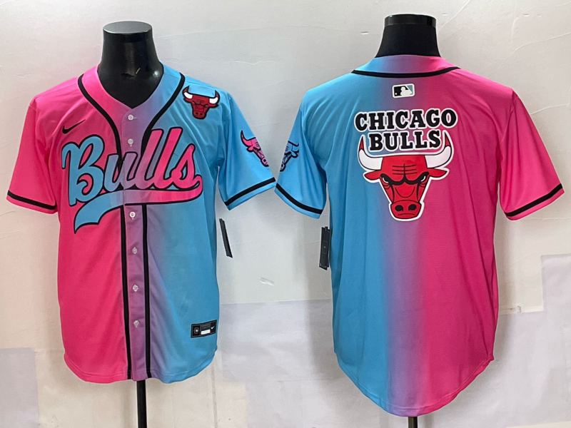 Men Chicago Bulls Nike blank Blue pink NBA 2025 Jersey style 002->->NBA Jersey